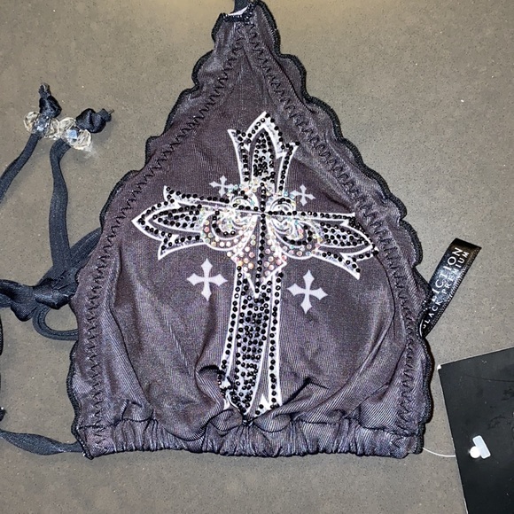 NWT Affliction Black Premium Stone Flower Bikini - Picture 3 of 8